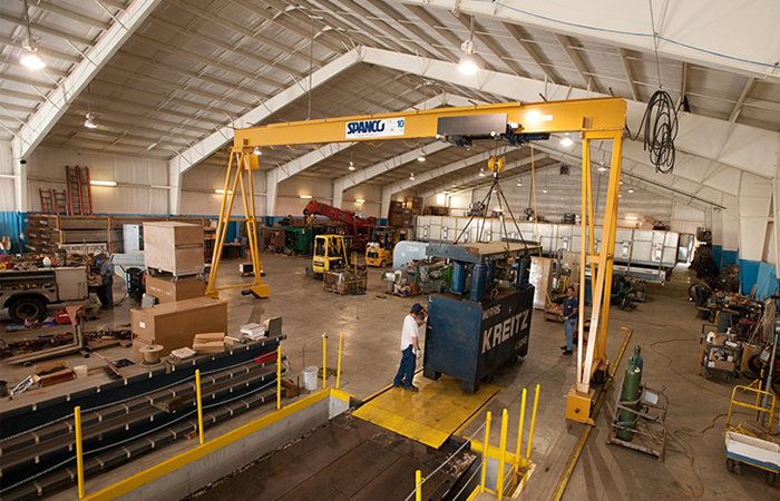 PF Series gantry crane used at a warehouse dock